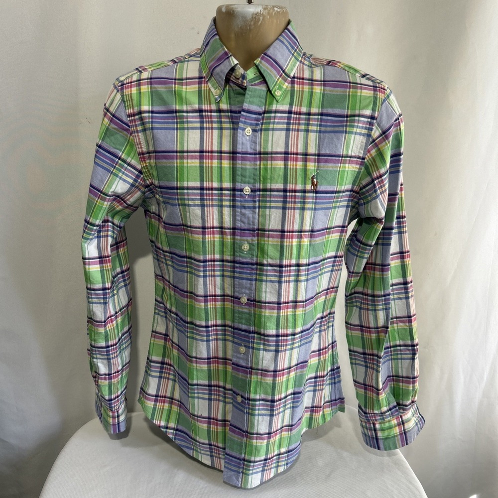 Polo Ralph Lauren Men's Sz S Slim Fit Plaid Oxford Long Sleeve Shirt Multicolor
